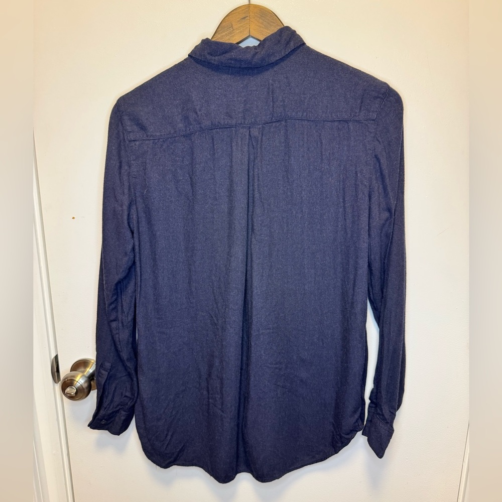 Uniqlo Super Soft Navy Blue Long-Sleeve Button-Up Shirt Size Small - Picture 5 of 9